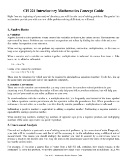 Introductory Mathematics Concept Guide
