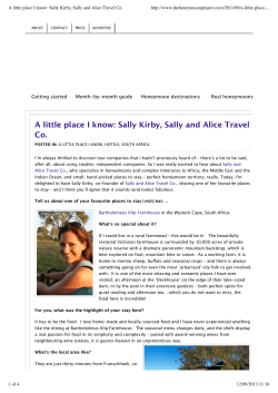 HmProject_A little place I know: Sally Kirby, Sally and Alice Travel Co.