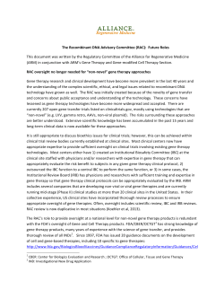 The Recombinant DNA Advisory Committee (RAC): Future Roles