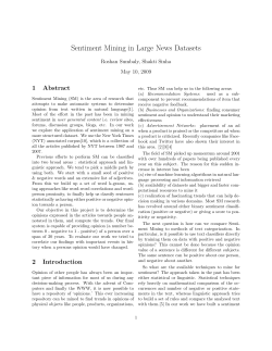 Sentiment Mining in Large News Datasets