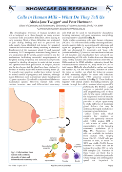 Cells in Human Milk &ndash; What Do They Tell Us