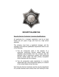 SECURITY/ALARM FAQ