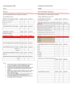 Criminal Justice (BA) Name Advisor Catalog Year: FALL 2015