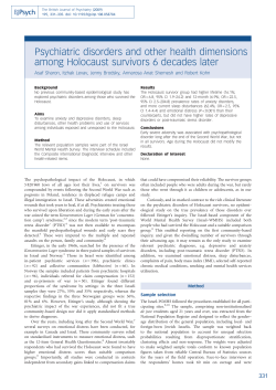 Psychiatric disorders and other health dimensions among Holocaust