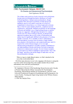 On Dreams and Interpersonal Psychoanalysis