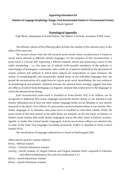 Etymology of Hunting and Farming Terms in Semitic