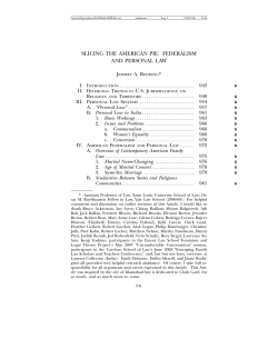 SLICING THE AMERICAN PIE: FEDERALISM AND PERSONAL LAW