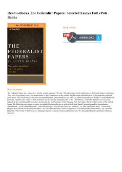 Read e-Books The Federalist Papers: Selected