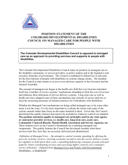 Position Statement on Managed Care