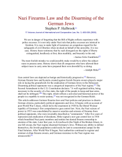 Nazi Firearms Law and the Disarming of the German Jews