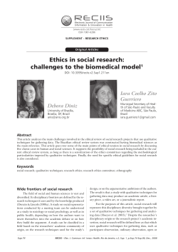 Ethics in social research: challenges to the - Reciis