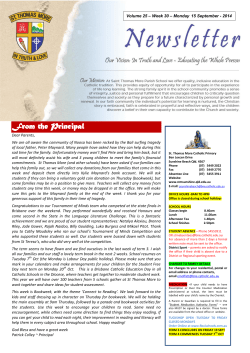 Newsletter September 15 - St Thomas More Sunshine Beach