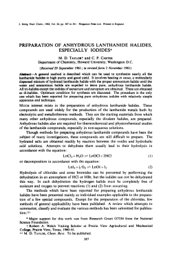 preparation of anhydrous lanthanide halides, especially iodides