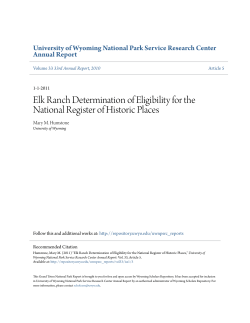 Elk Ranch Determination of Eligibility for the National Register of