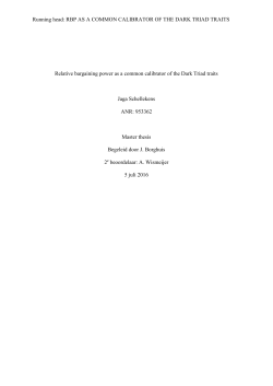 RBP AS A COMMON CALIBRATOR OF THE DARK TRIAD TRAITS