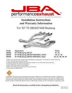 Manufacturer Instructions for JBA Long Tube