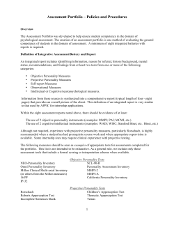 Assessment Portfolio &ndash; Policies and Procedures