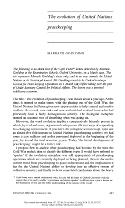 The Evolution of United Nations Peacekeeping