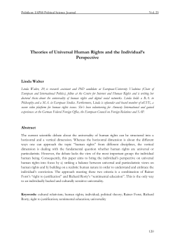 Theories of Universal Human Rights and the Individual`s Perspective