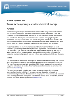 Tanks for temporary elevated chemical storage