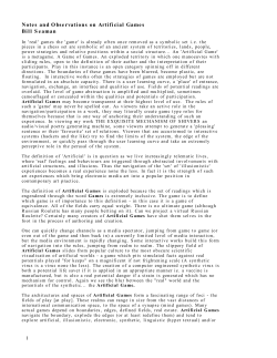 1 Notes and Observations on Artificial Games Bill Seaman