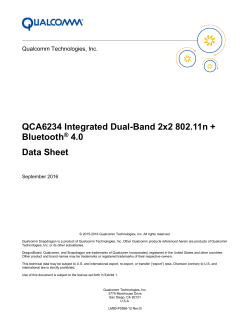 QCA6234 Integrated Dual-Band 2x2 802.11n + Bluetooth&reg; 4.0 Data