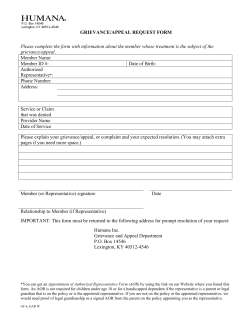GRIEVANCE/APPEAL REQUEST FORM Please complete the form