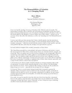The Responsibilities of Scientist in a Changing World