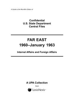 FAR EAST 1960&ndash;January 1963
