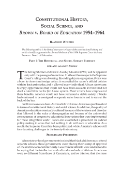 Constitutional History, Social Science, and Brown v. Board of