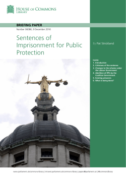 Sentences of Imprisonment for Public Protection