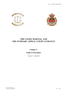 The Court Martial and the Summary Appeal Court Guidance Volume 1