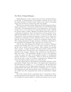 The Work of Manjul Bhargava Manjul Bhargava`s work in number
