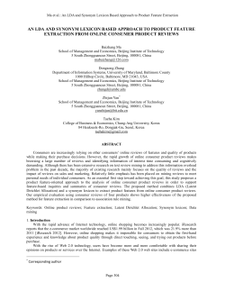 An Lda And Synonym Lexicon Based Approach To Product