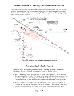 Detailed Description of Events before during and after the Pole Shift