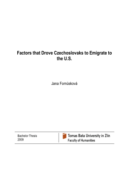 Factors that Drove Czechoslovaks to Emigrate to the U.S.