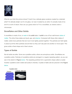 Snowflakes and Other Solids Types of Solids