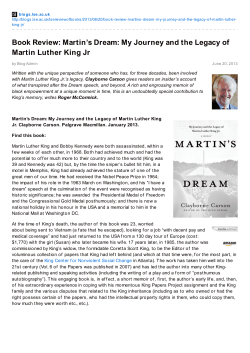 Book Review: Martin`s Dream: My Journey and the Legacy of Martin