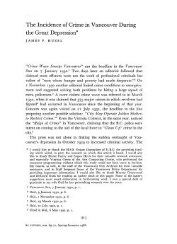 The Incidence of Crime in Vancouver During the Great Depression*