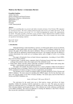 Motives for Barter: A Literature Review