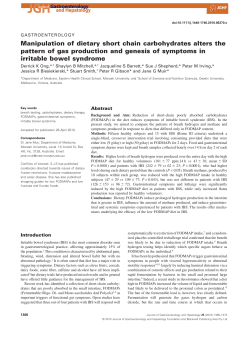 Manipulation of dietary short chain carbohydrates alters the pattern