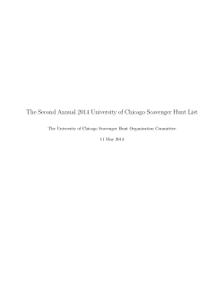 The Second Annual 2014 University of Chicago Scavenger Hunt List