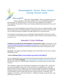Hummingbirds` Navajo Water Project Getting Started Guide