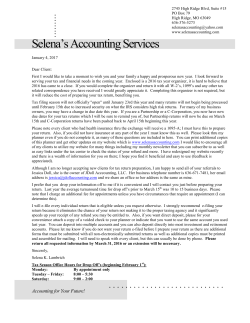 2016 Tax Organizer - Selena`s Accounting Services