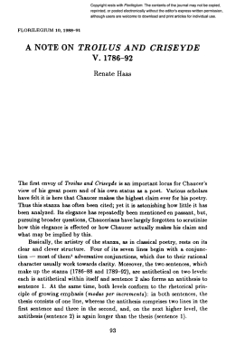 A NOTE ON TROILUS AND CRISEYDE