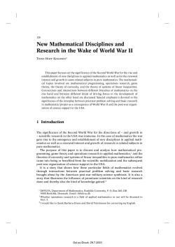 New Mathematical Disciplines and Research in the Wake of World