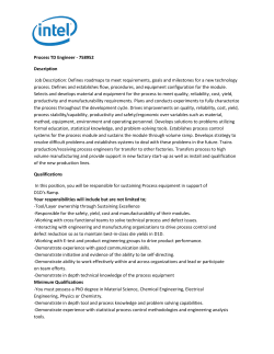 Process TD Engineer - 758952 Description Job Description: Defines