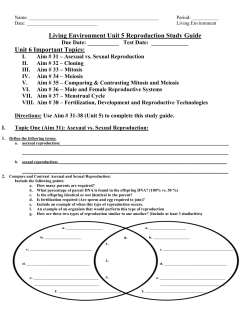 Living Environment Unit 5 Reproduction Study Guide Unit 6