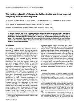 The virulence plasmid of SaZmoneZZa dublin : detailed restriction