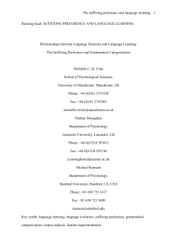 The suffixing preference and language learning 1 Running head
